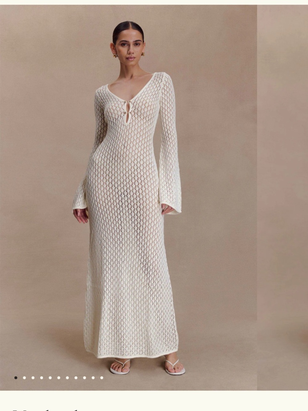 Meshki Kayleigh Crochet Fishtail Flare Sleeve Maxi Dress